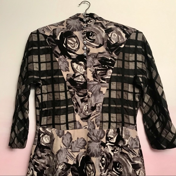 Antonio Marras Dark Floral Checkered Dress Sz 44 - Picture 10 of 15